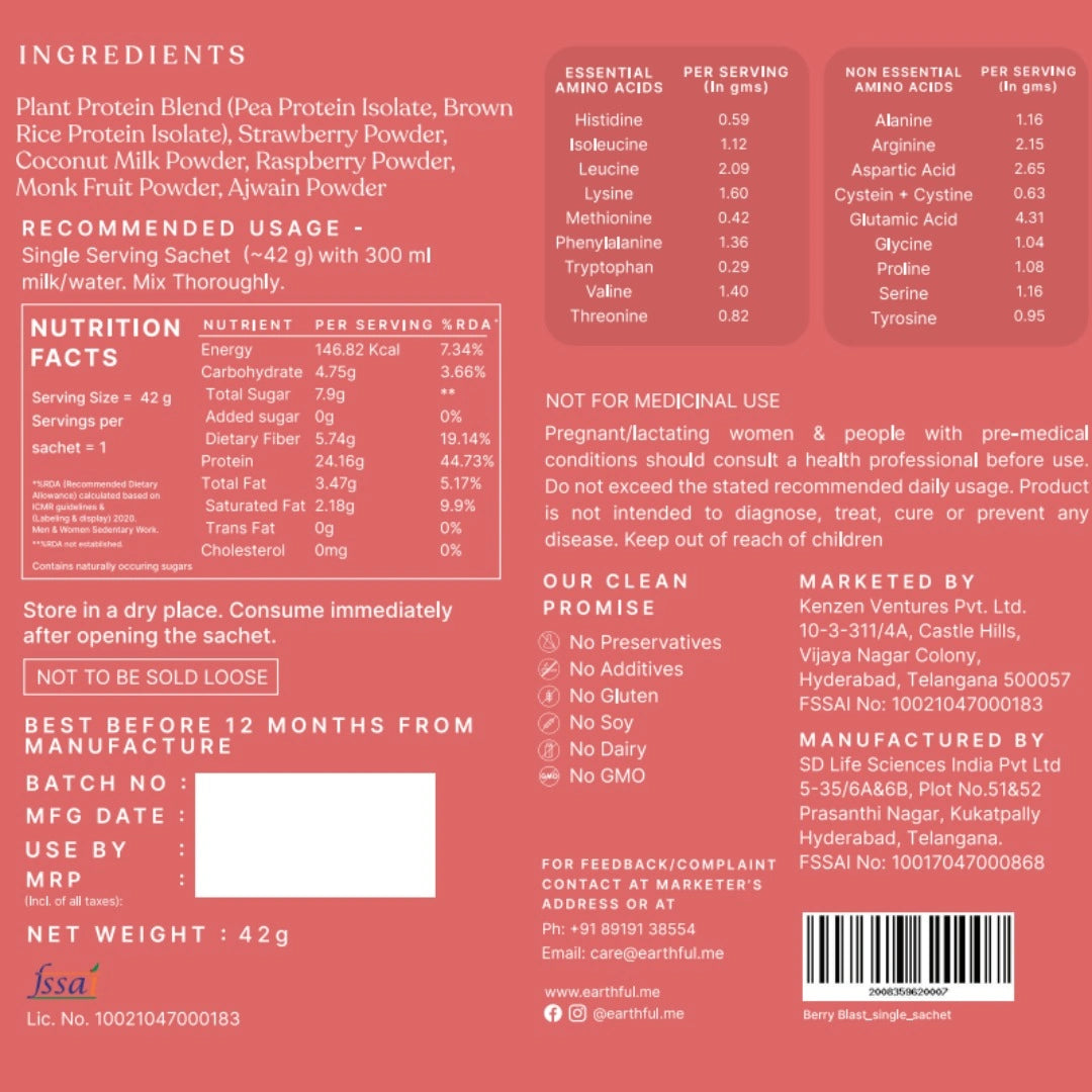 Honest Plant Protein - Berry Blast