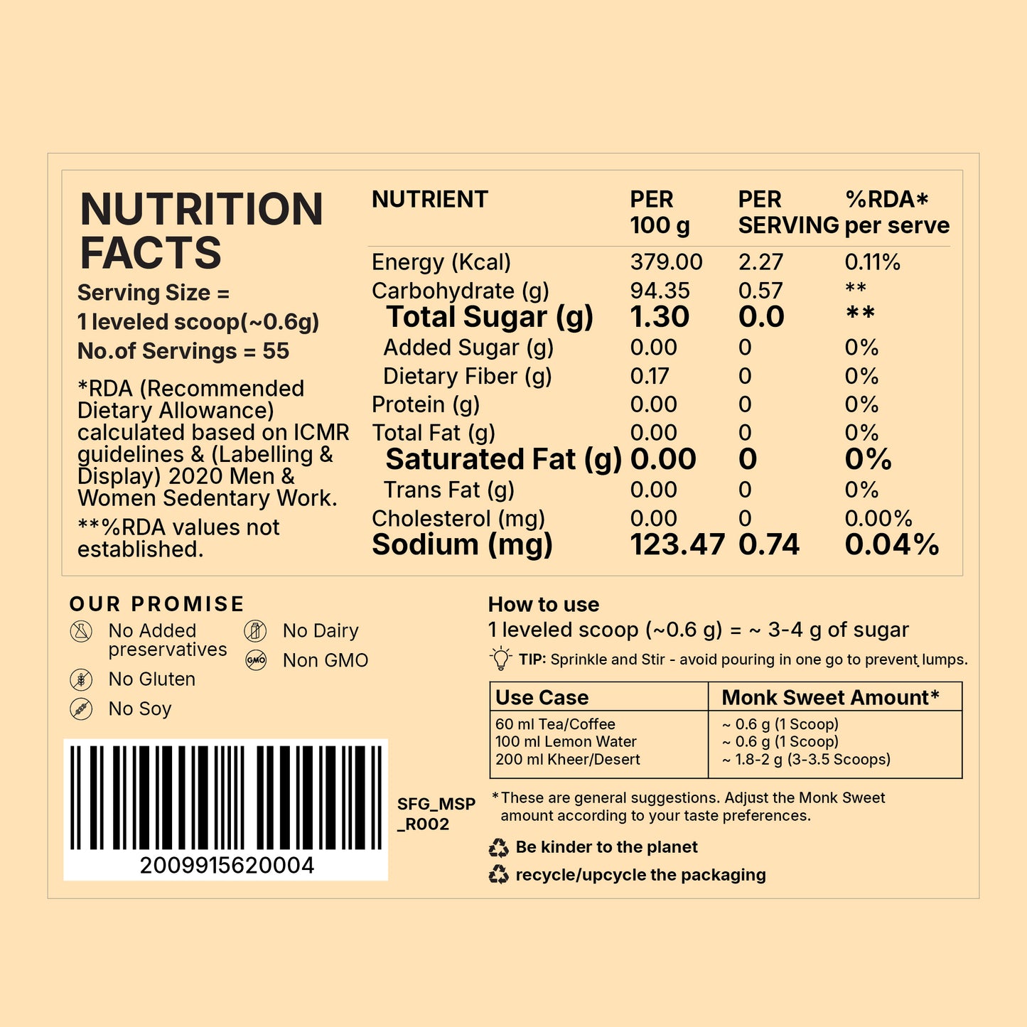 MonkSweet with Monk Fruit + Guar Fiber