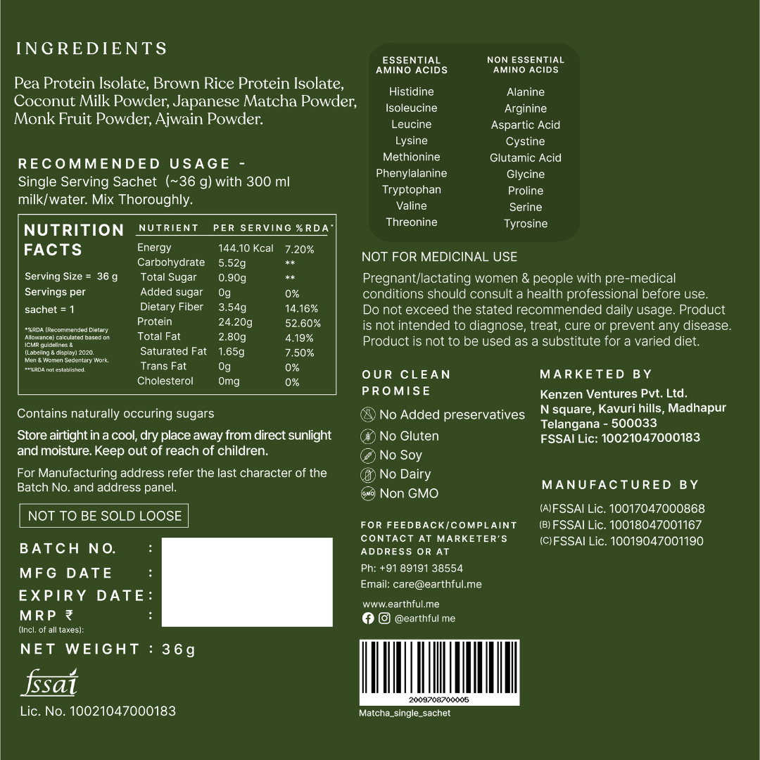 Honest Plant Protein - Japanese Matcha