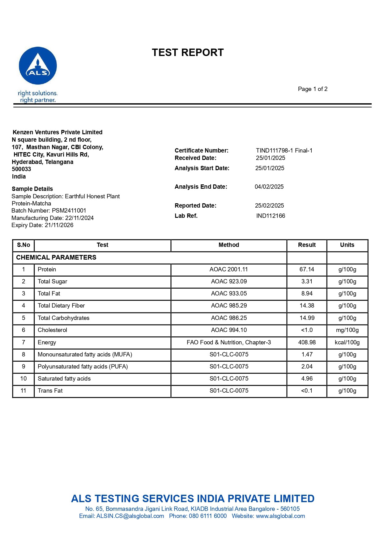 Honest Plant Protein - Japanese Matcha