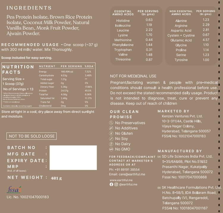 Honest Plant Protein- Madagascar Vanilla