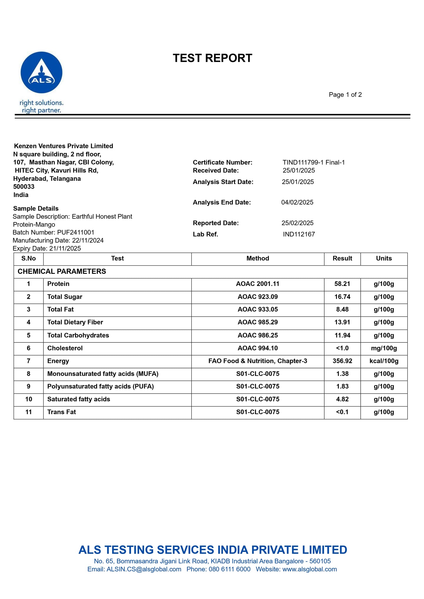 Honest Plant Protein - Alphonso Mango